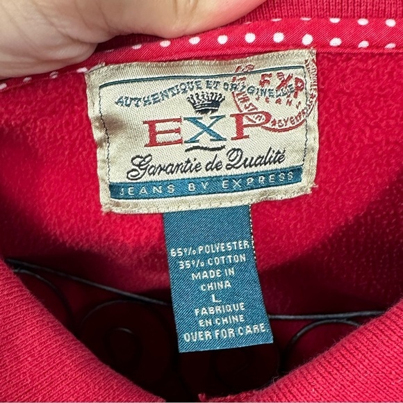 Vintage Jeans by Express collared red collegiate sweatshirt size L - Picture 3 of 7